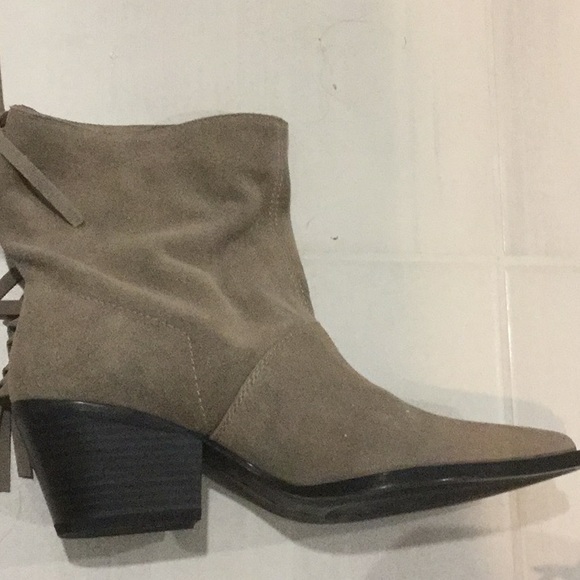 Nwt Zara block heels real suede fringe ankle boots - Picture 4 of 6